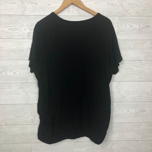 Lane Bryant Women's 18/20 Short Sleeve V Neck Tee Ruched Sides 100% Cotton Shirt - Picture 3 of 4